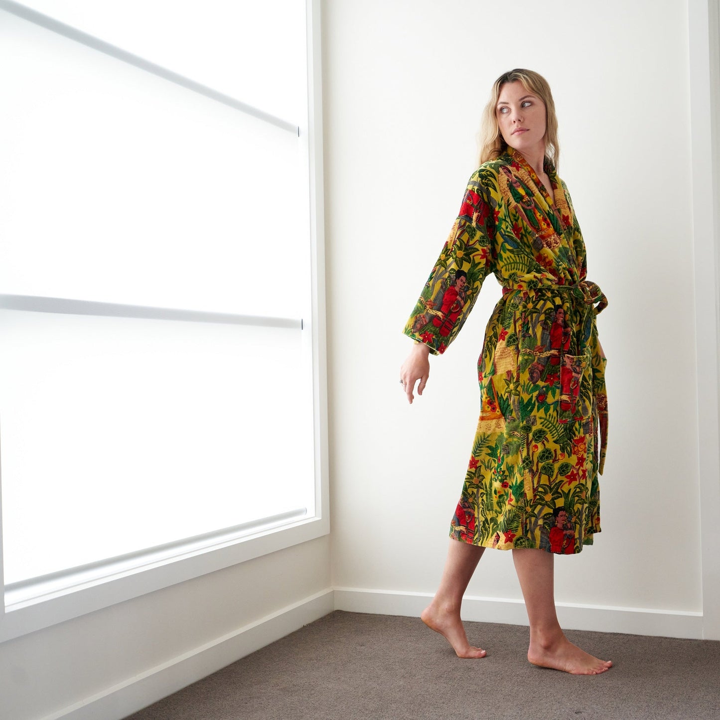 Frida’s Foliage Kimono – Frida Kahlo Inspired Handcrafted Velvet Robe