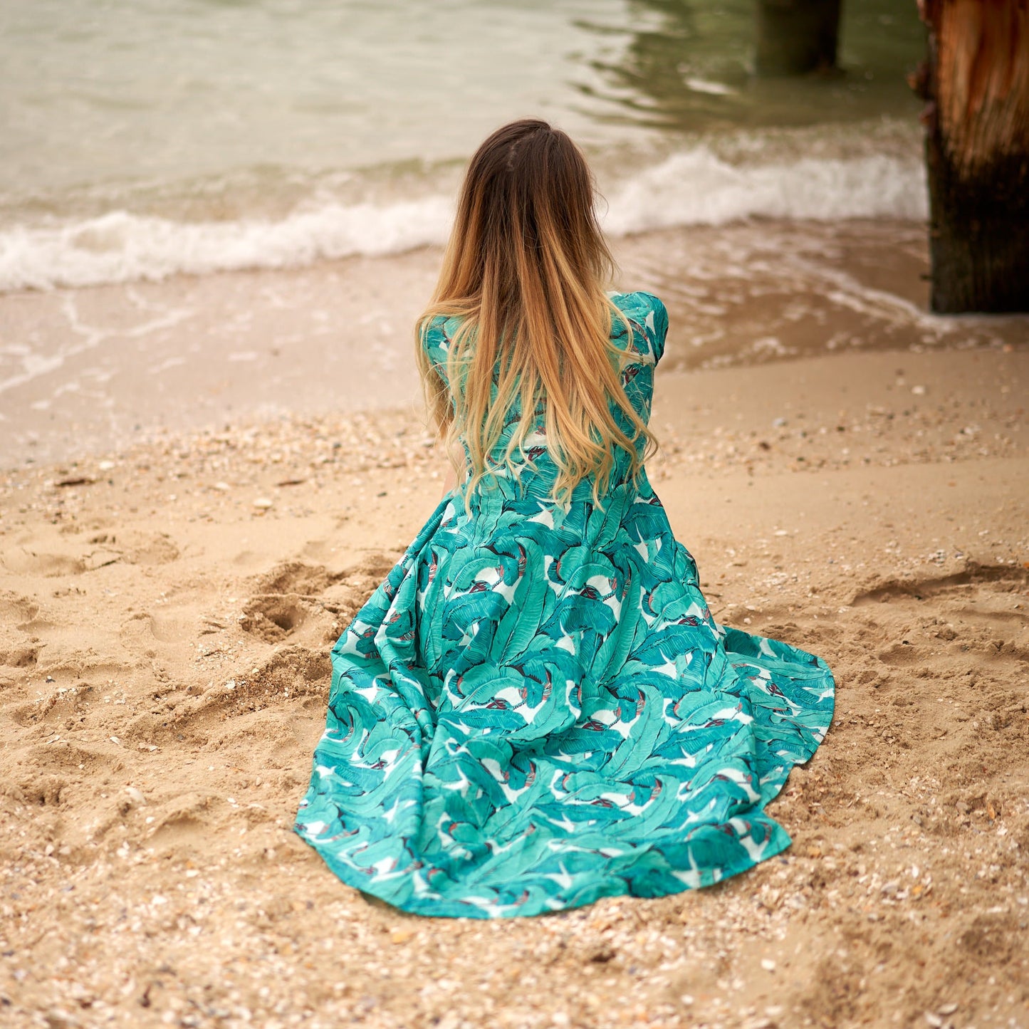 Tropical Escape 100% Cotton Boho Maxi Dress – Hand-Screen Printed Floral Design, S/M & L/XL