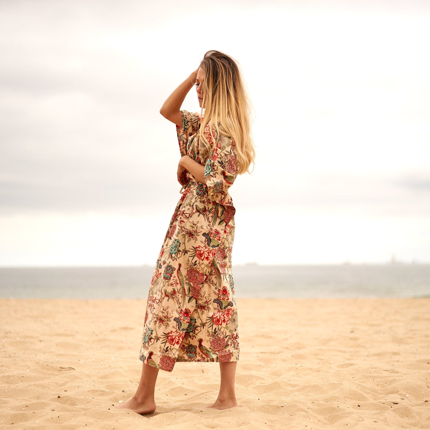 Stylish kaftan in soft fabric with subtle patterns