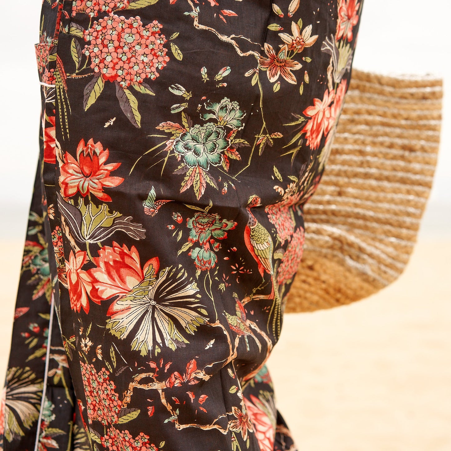 Midnight Florals 100% Cotton Kimono – Frida Kahlo-Inspired Bird of Paradise Design, Versatile Robe, Kaftan & Bathrobe, Designed in Australia