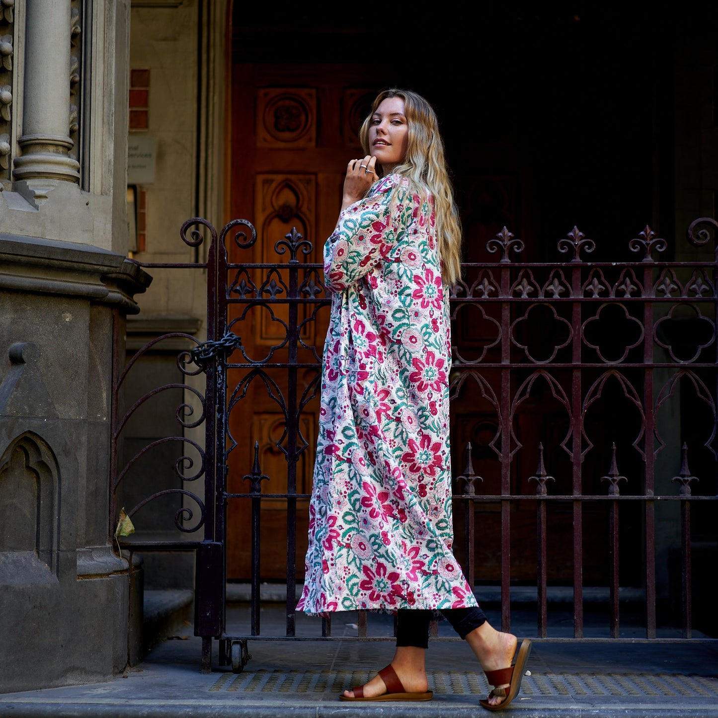 Summer Retreat 100% Cotton Kimono Robe – Frida Kahlo-Inspired, Hand-Screen Printed, Versatile