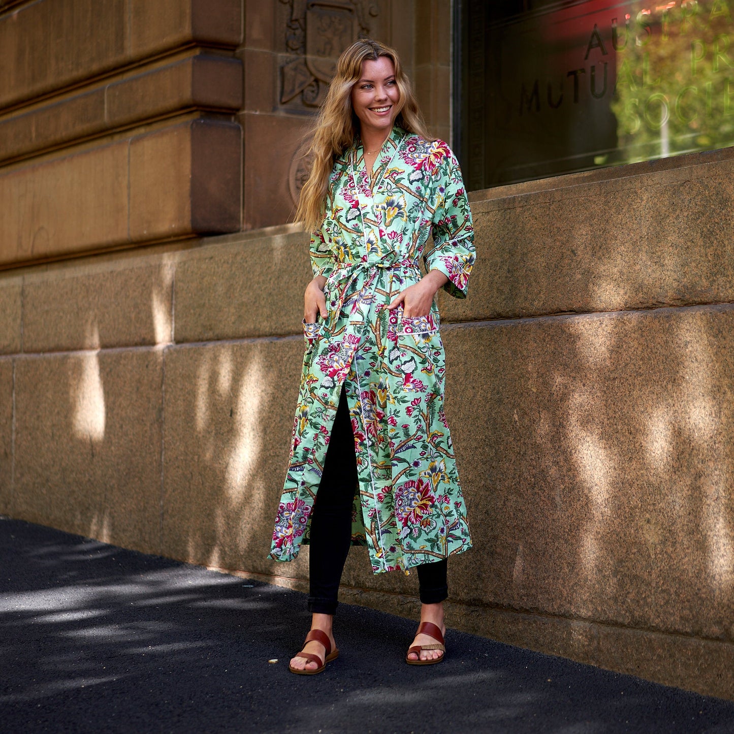 Vibrant Gardenia Kimono – 100% Cotton, Hand-Screen Printed, Lightweight & Versatile