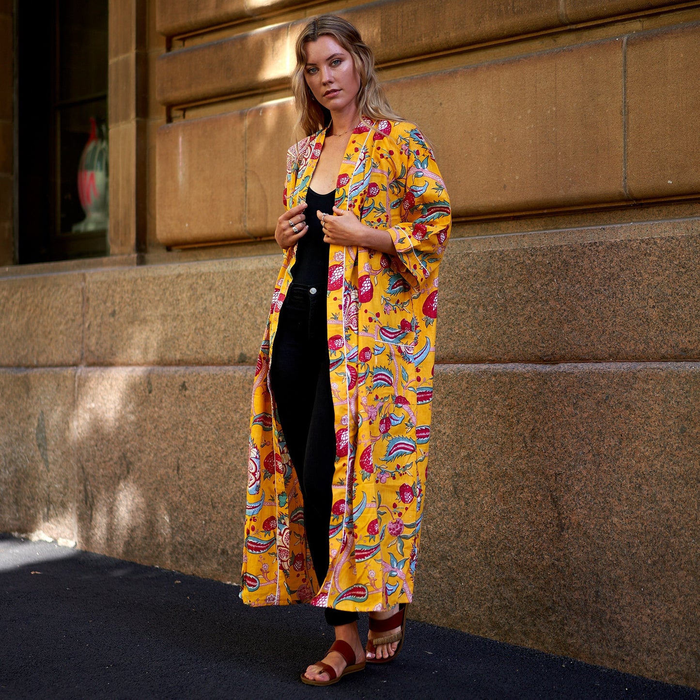 Frida’s Jungle Blooms Kimono – 100% Cotton, Hand-Screen Printed, Lightweight & Versatile