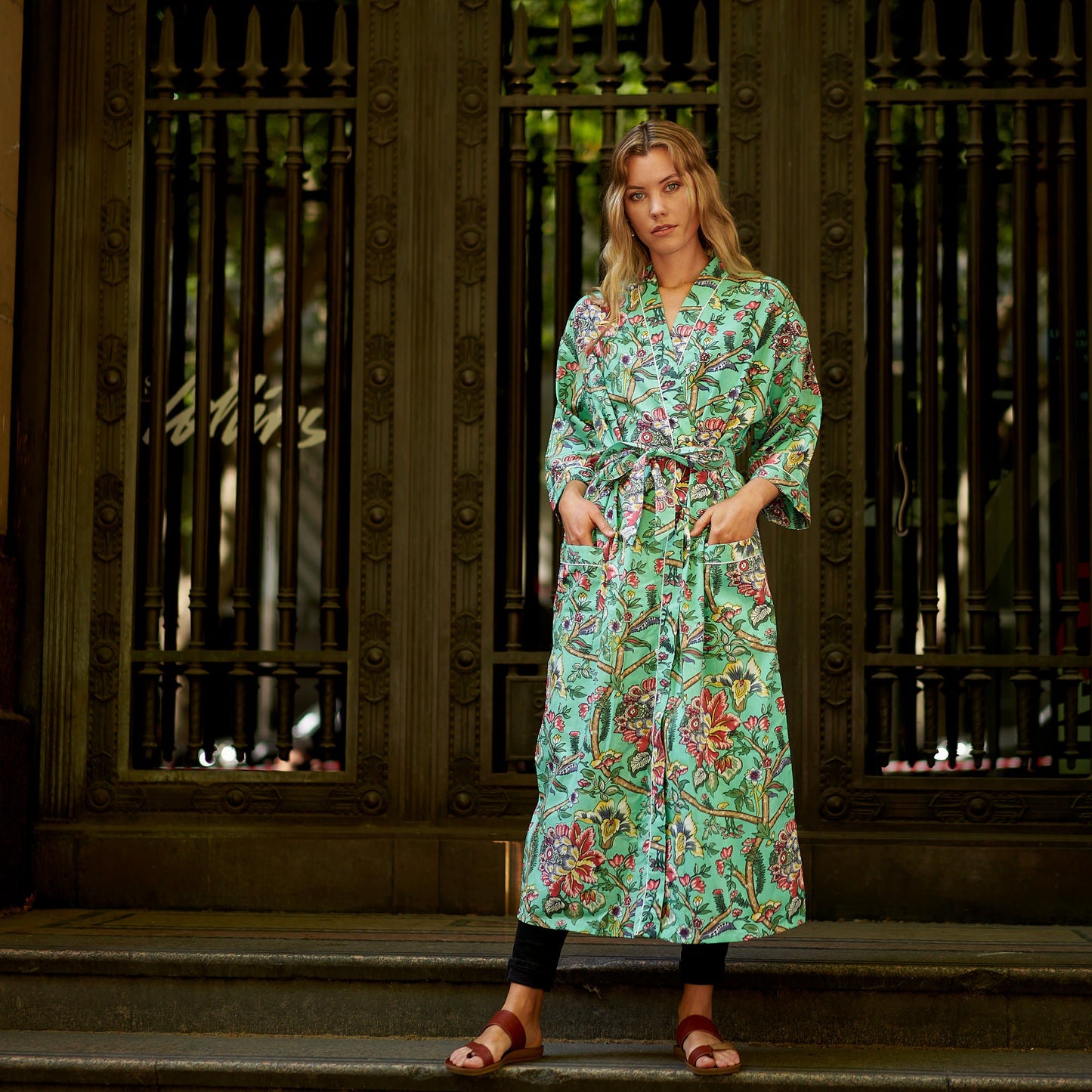 Island Vibes Kimono Robe – 100% Cotton, Hand-Screen Printed, Lightweight & Versatile