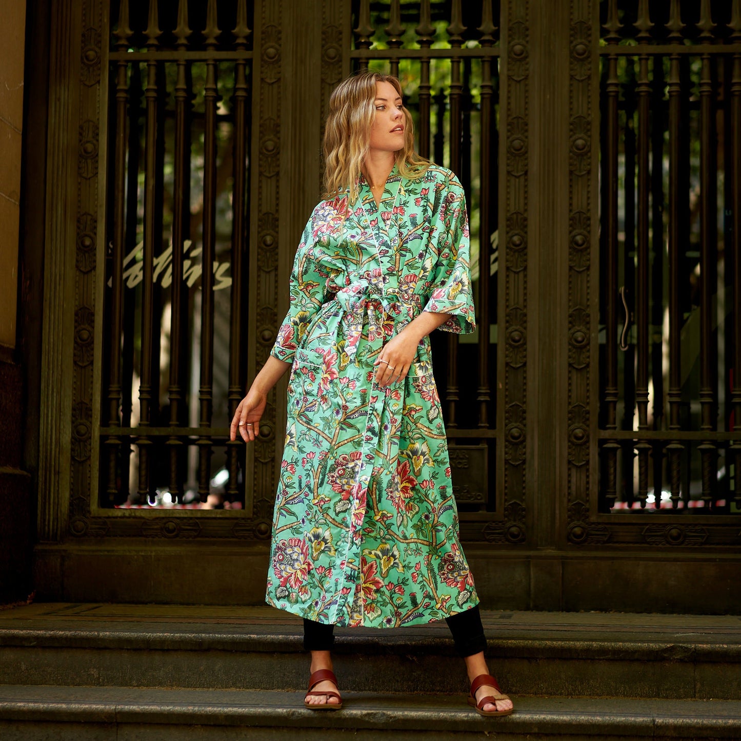 Island Vibes Kimono Robe – 100% Cotton, Hand-Screen Printed, Lightweight & Versatile