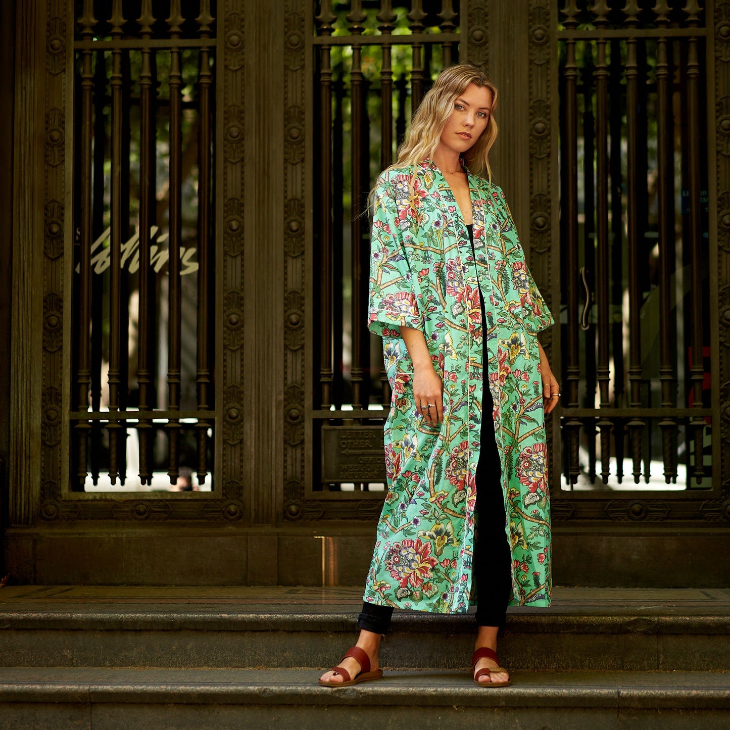 Island Vibes Kimono Robe – 100% Cotton, Hand-Screen Printed, Lightweight & Versatile