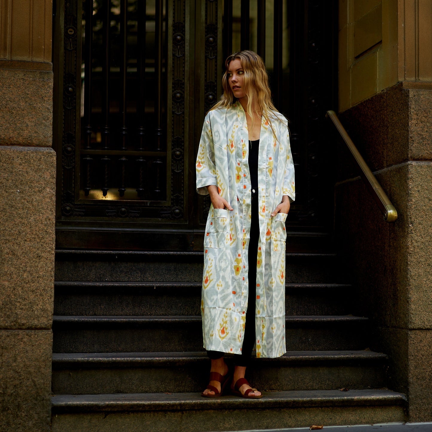 Weekend Getaway Kimono Robe – 100% Cotton, Frida Kahlo-Inspired, Hand-Screen Printed, Lightweight & Versatile