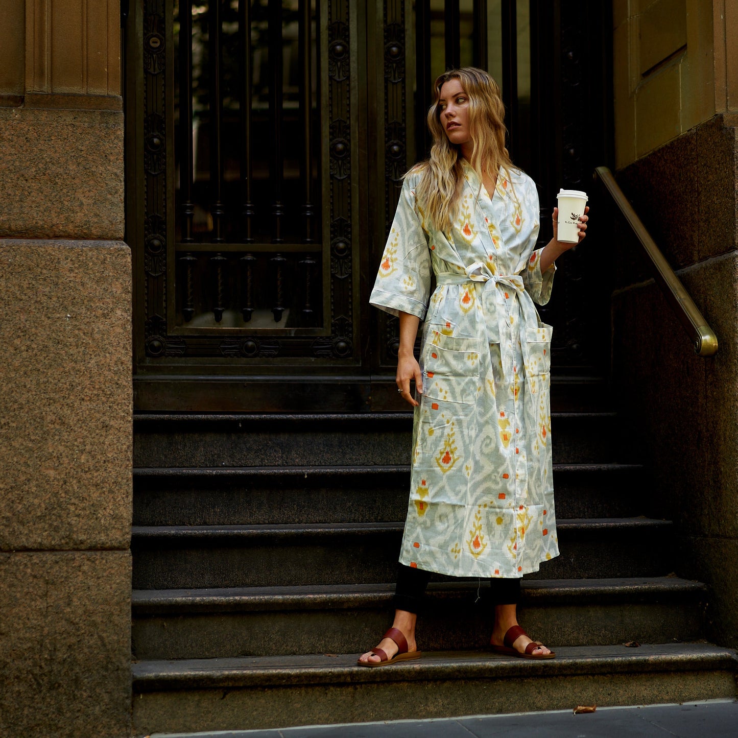 Weekend Getaway Kimono Robe – 100% Cotton, Frida Kahlo-Inspired, Hand-Screen Printed, Lightweight & Versatile