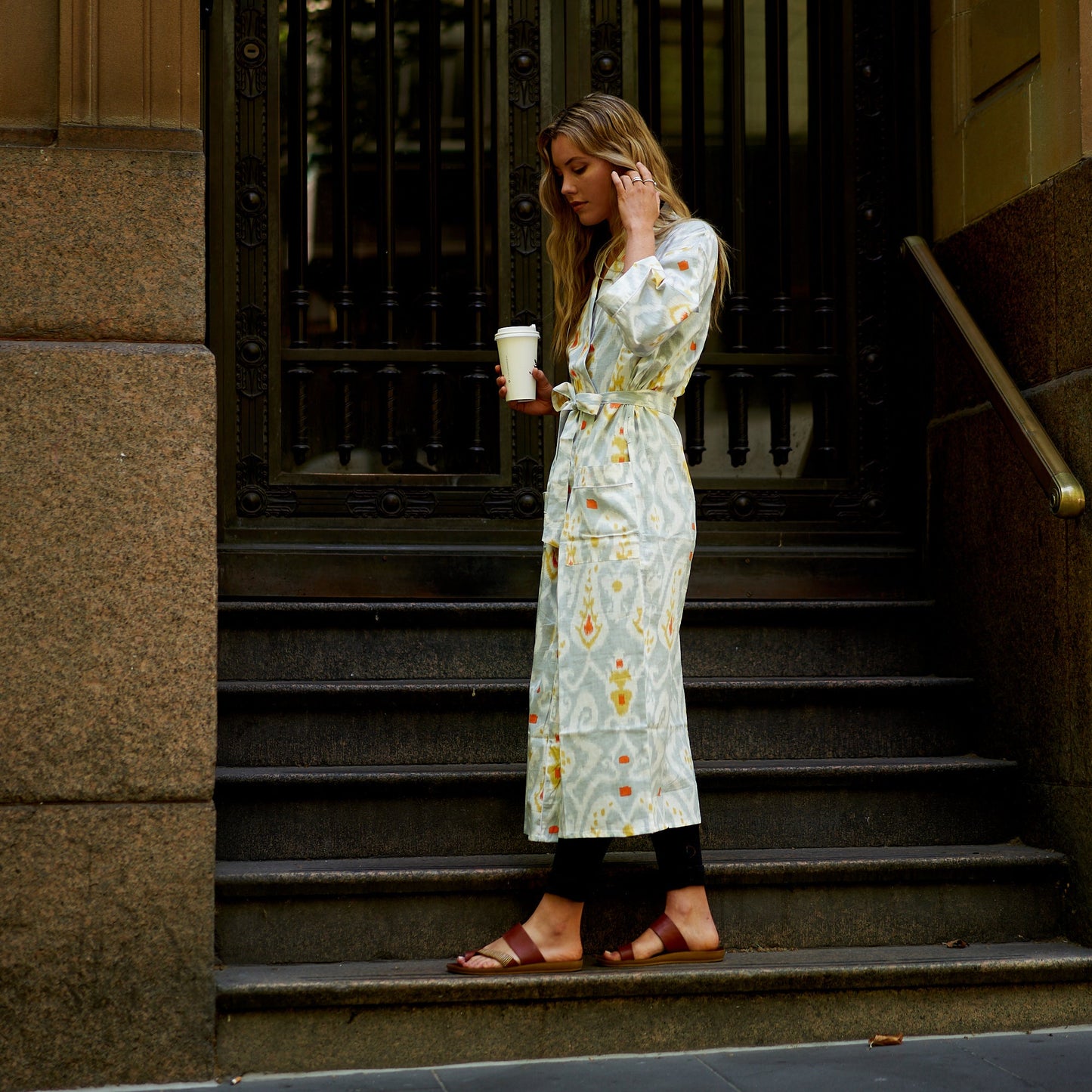 Weekend Getaway Kimono Robe – 100% Cotton, Frida Kahlo-Inspired, Hand-Screen Printed, Lightweight & Versatile
