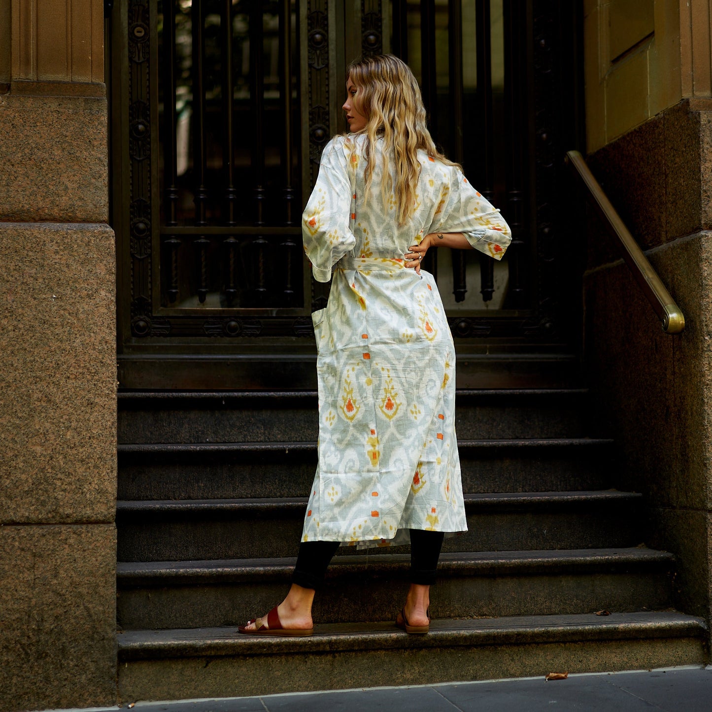 Weekend Getaway Kimono Robe – 100% Cotton, Frida Kahlo-Inspired, Hand-Screen Printed, Lightweight & Versatile