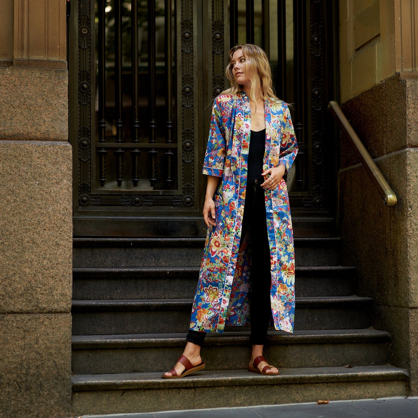 Lazy Sundays Kimono Robe – 100% Cotton, Frida Kahlo-Inspired, Hand-Screen Printed, Lightweight & Versatile