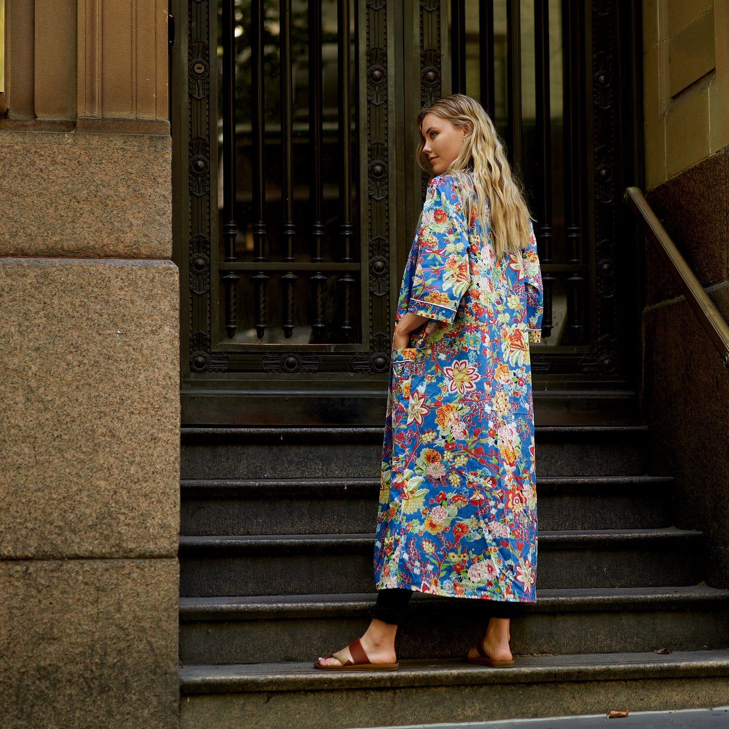 Lazy Sundays Kimono Robe – 100% Cotton, Frida Kahlo-Inspired, Hand-Screen Printed, Lightweight & Versatile