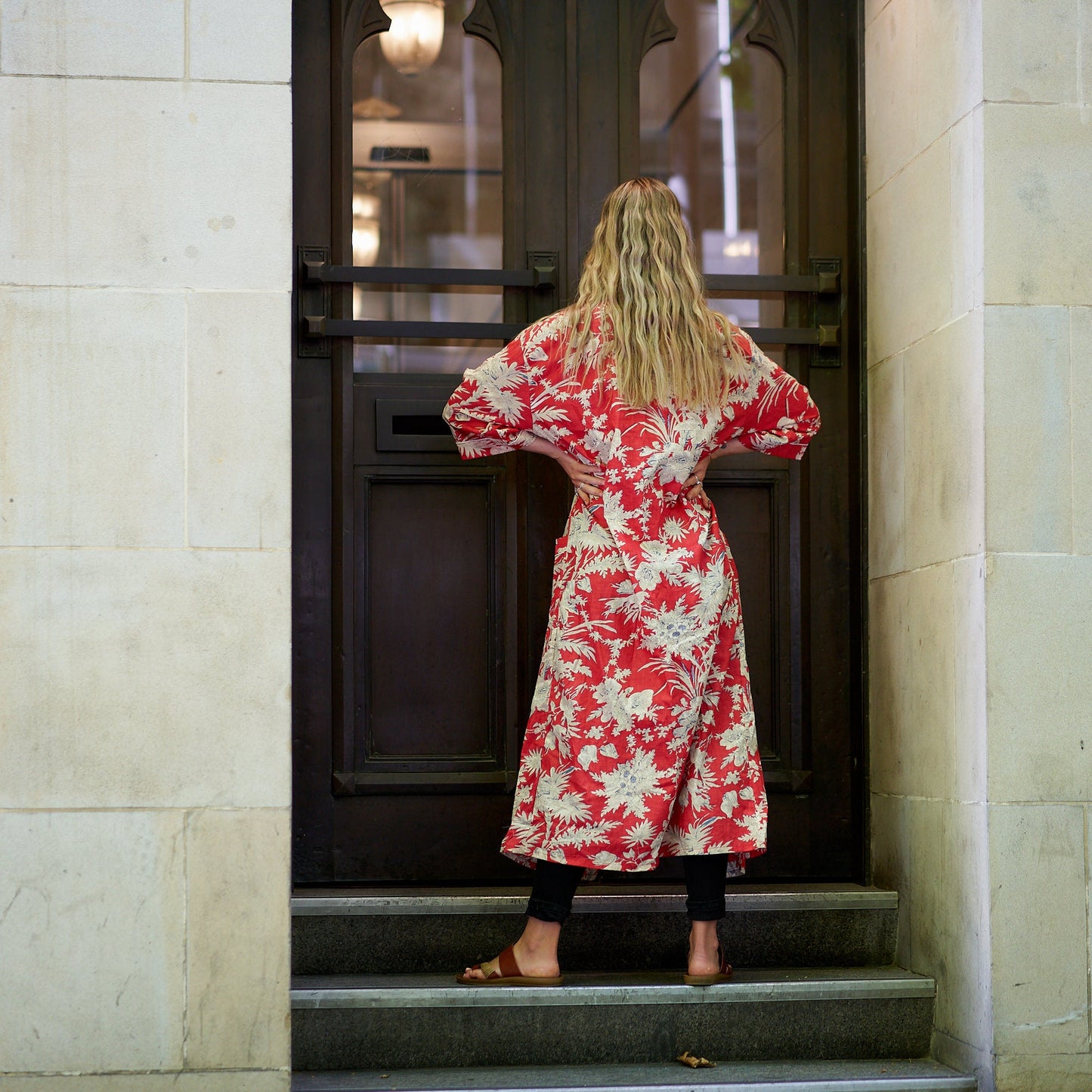 Island Escape Kimono Robe – 100% Cotton, Frida Kahlo-Inspired, Hand-Screen Printed, Lightweight & Versatile