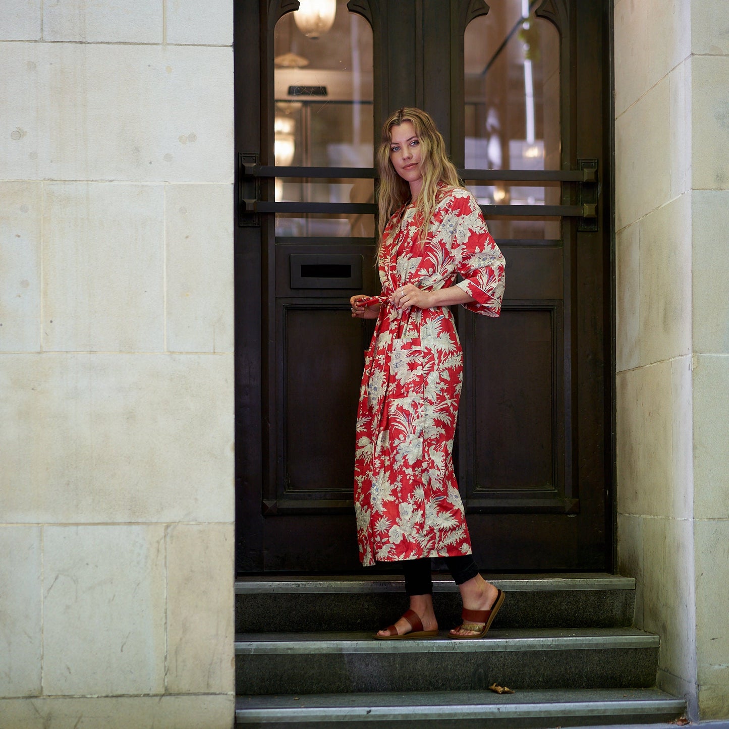 Island Escape Kimono Robe – 100% Cotton, Frida Kahlo-Inspired, Hand-Screen Printed, Lightweight & Versatile