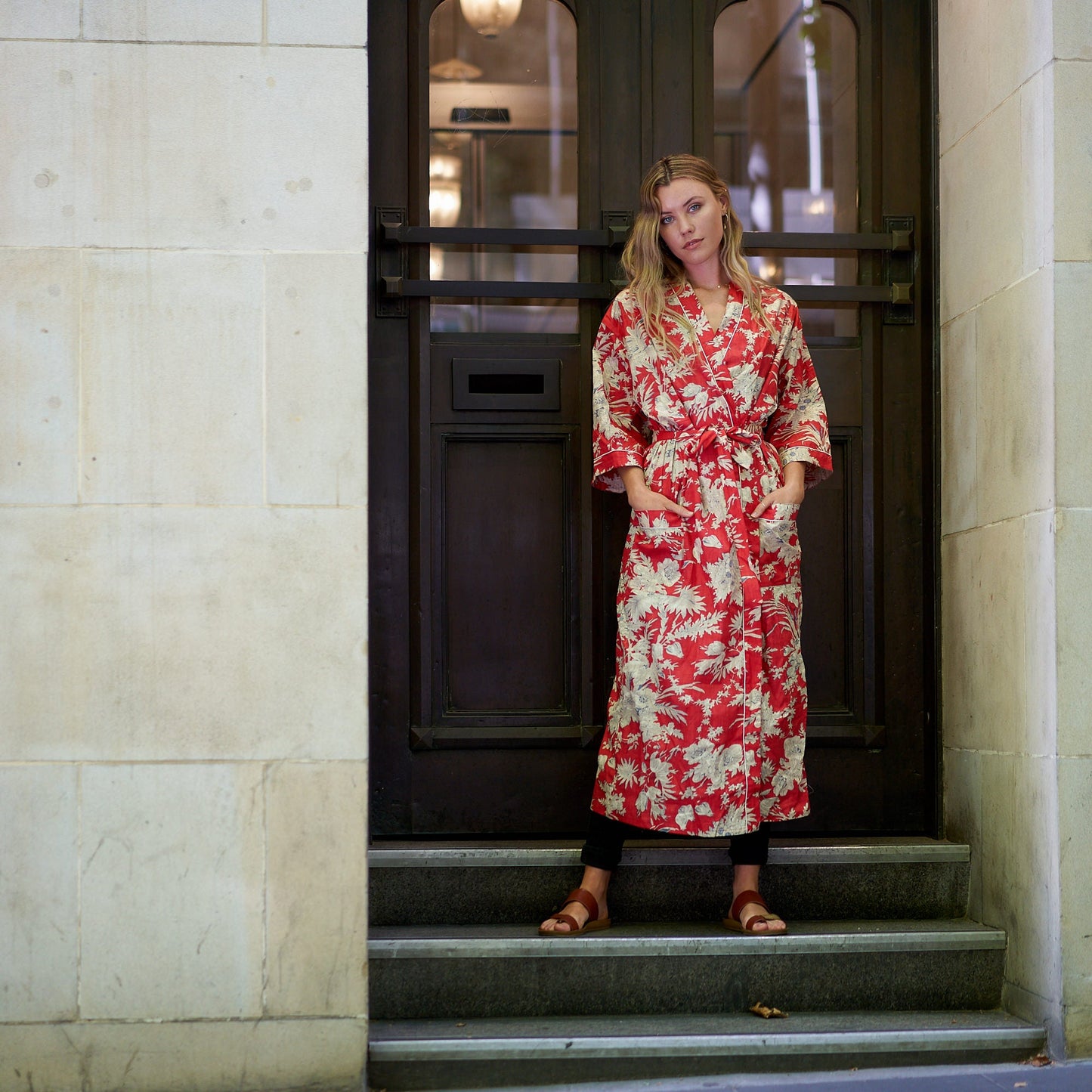 Island Escape Kimono Robe – 100% Cotton, Frida Kahlo-Inspired, Hand-Screen Printed, Lightweight & Versatile