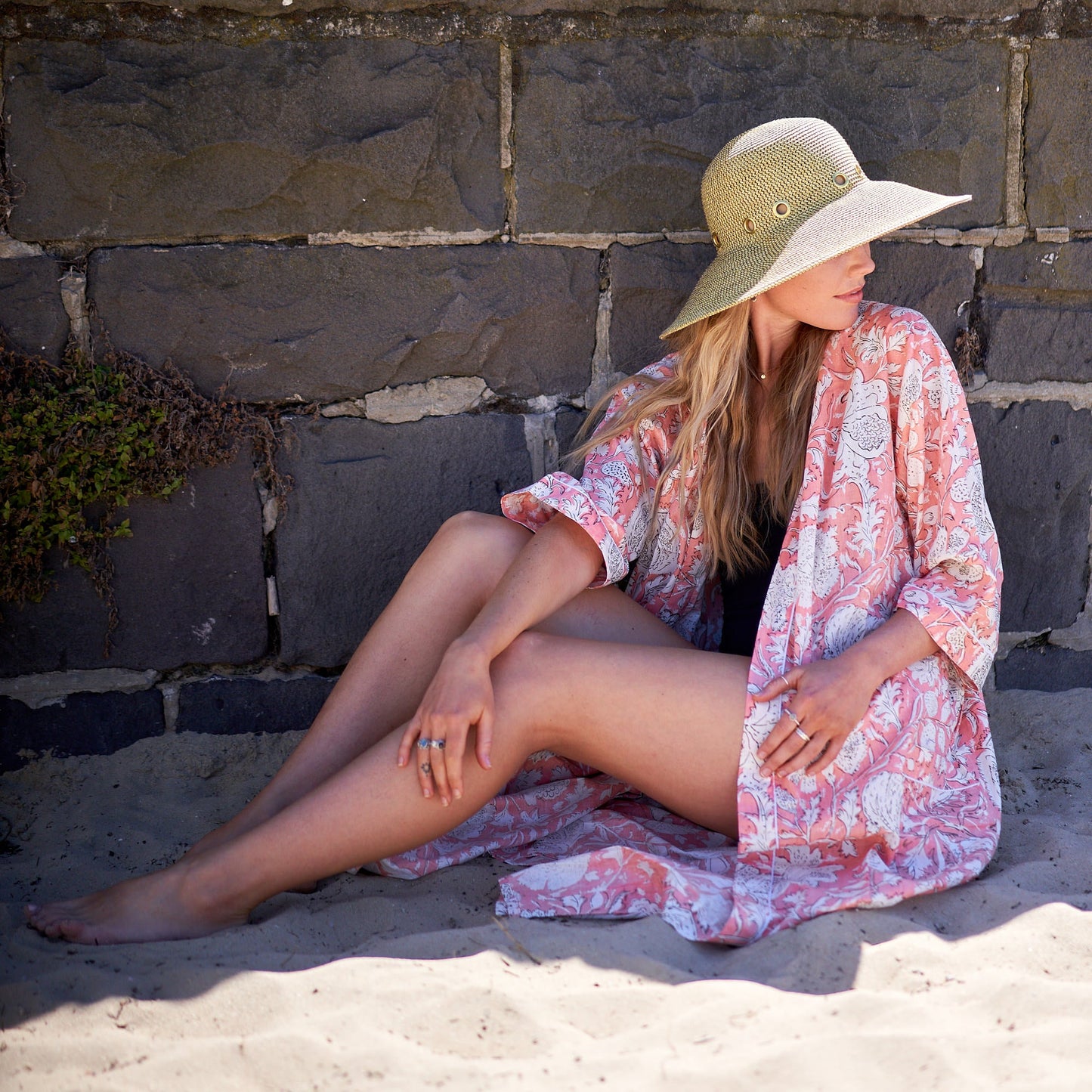 Island Romance Cotton Kimono Robe – Frida Kahlo-Inspired, Bird of Paradise Print, Multi-Way Wear