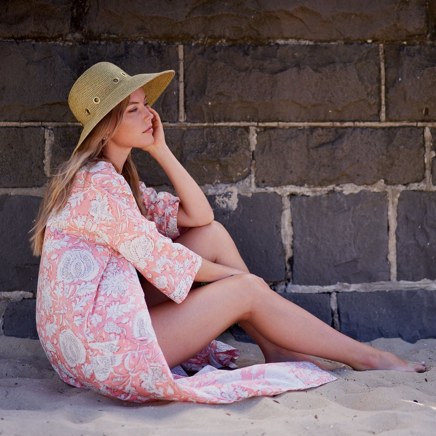 Island Romance Cotton Kimono Robe – Frida Kahlo-Inspired, Bird of Paradise Print, Multi-Way Wear