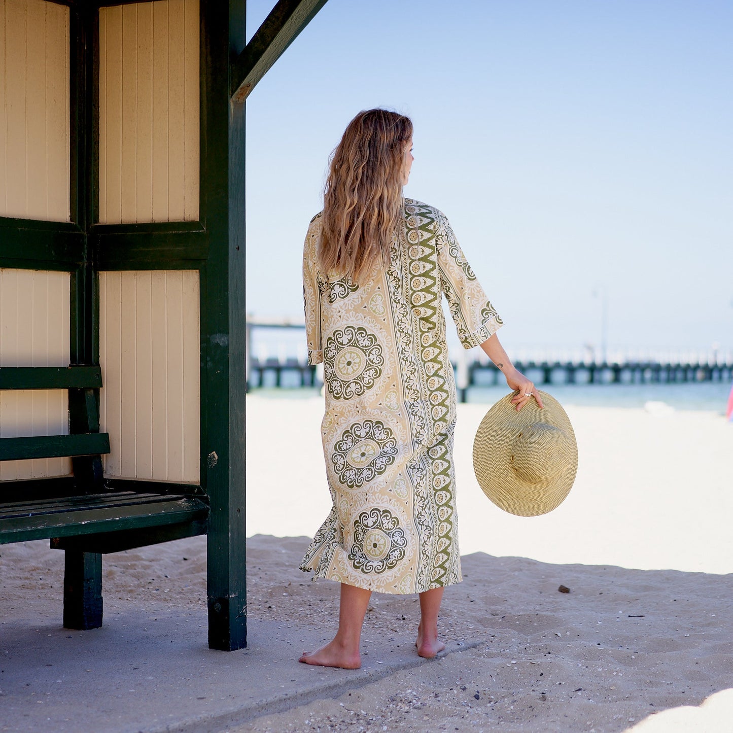 unshine Serenity Cotton Kimono Robe – Frida Kahlo-Inspired, Bird of Paradise Print, Multi-Way Wear