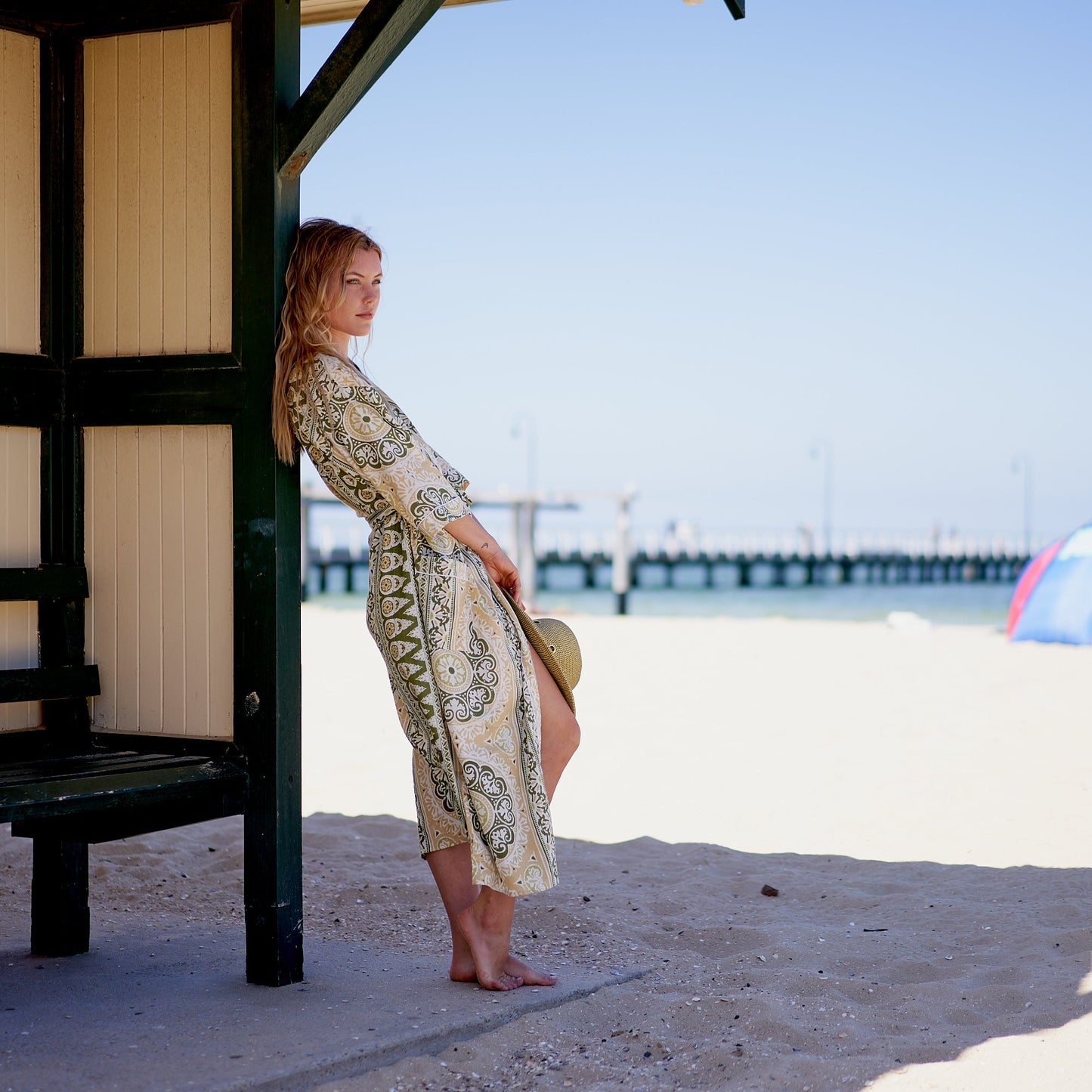 unshine Serenity Cotton Kimono Robe – Frida Kahlo-Inspired, Bird of Paradise Print, Multi-Way Wear