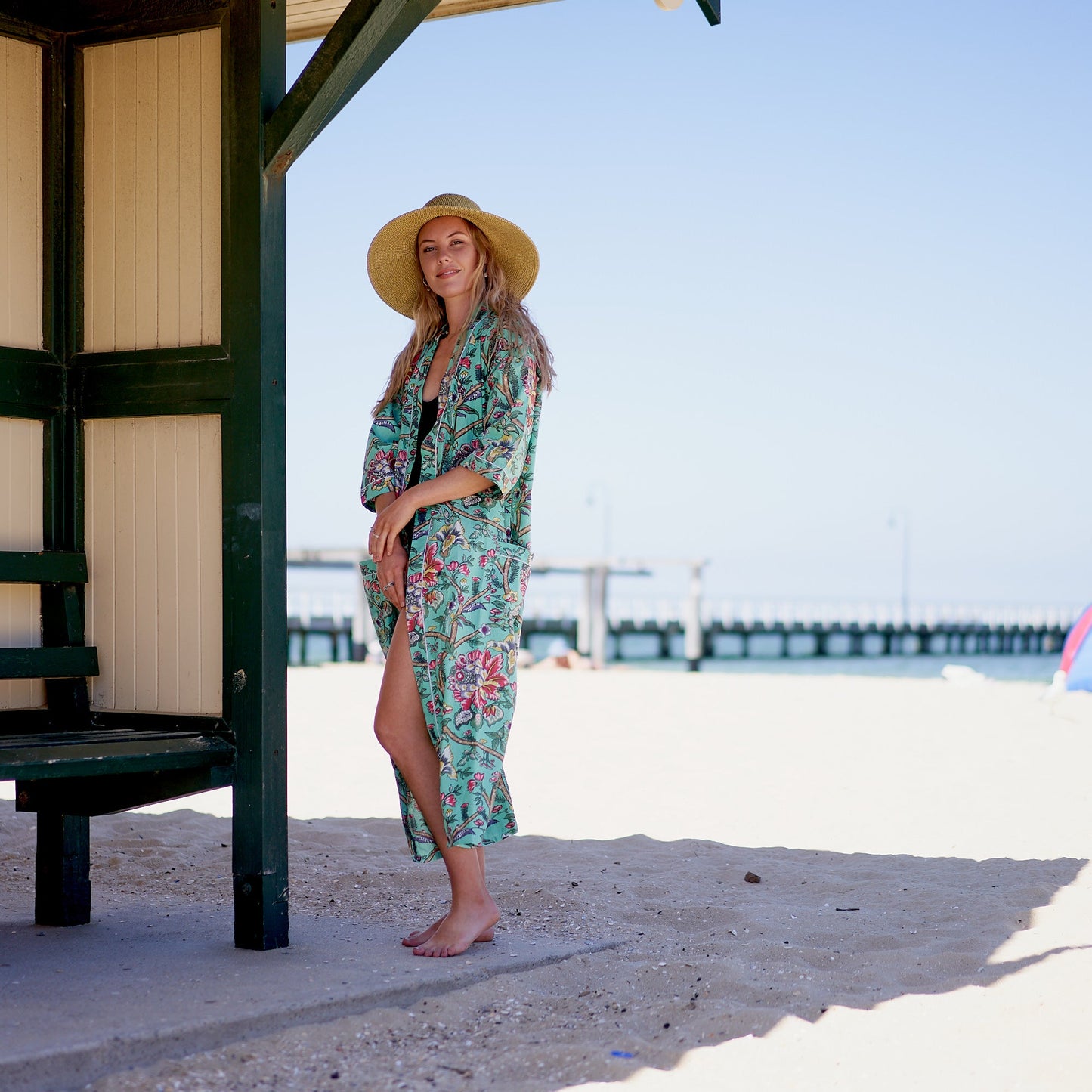 Rest & Relaxation Cotton Kimono Robe – Frida Kahlo-Inspired, Bird of Paradise Print, Multi-Way Wear