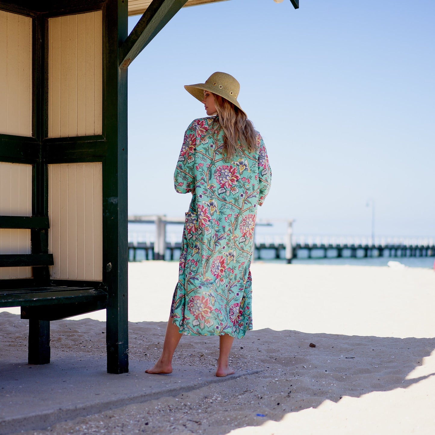 Rest & Relaxation Cotton Kimono Robe – Frida Kahlo-Inspired, Bird of Paradise Print, Multi-Way Wear
