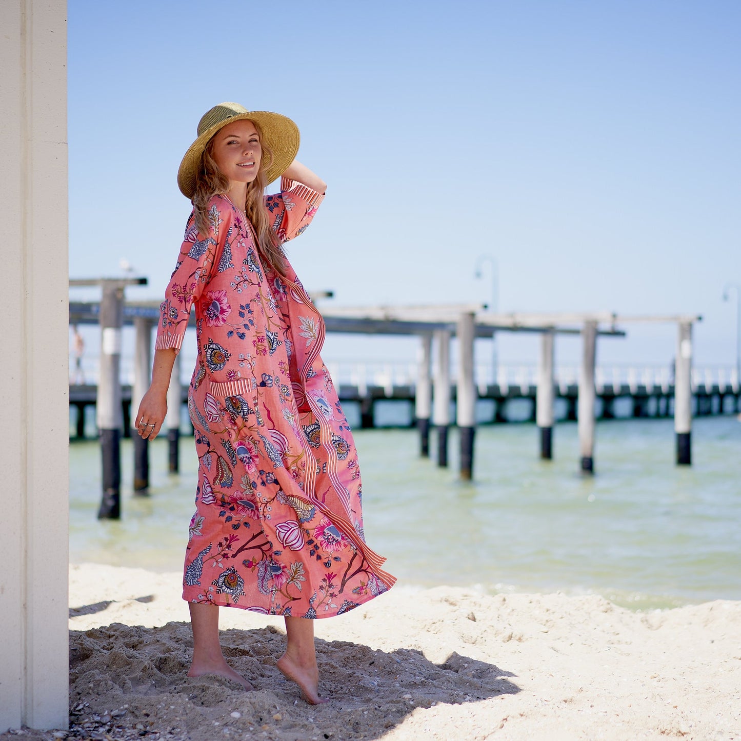 Island Soul Cotton Kimono Robe – Frida Kahlo-Inspired, Bird of Paradise Print, Versatile Multi-Way Wear