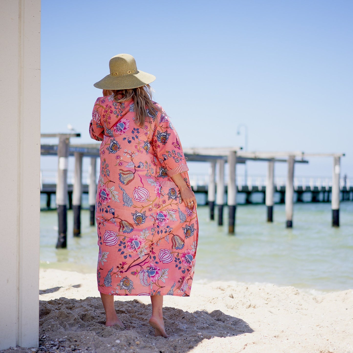 Island Soul Cotton Kimono Robe – Frida Kahlo-Inspired, Bird of Paradise Print, Versatile Multi-Way Wear