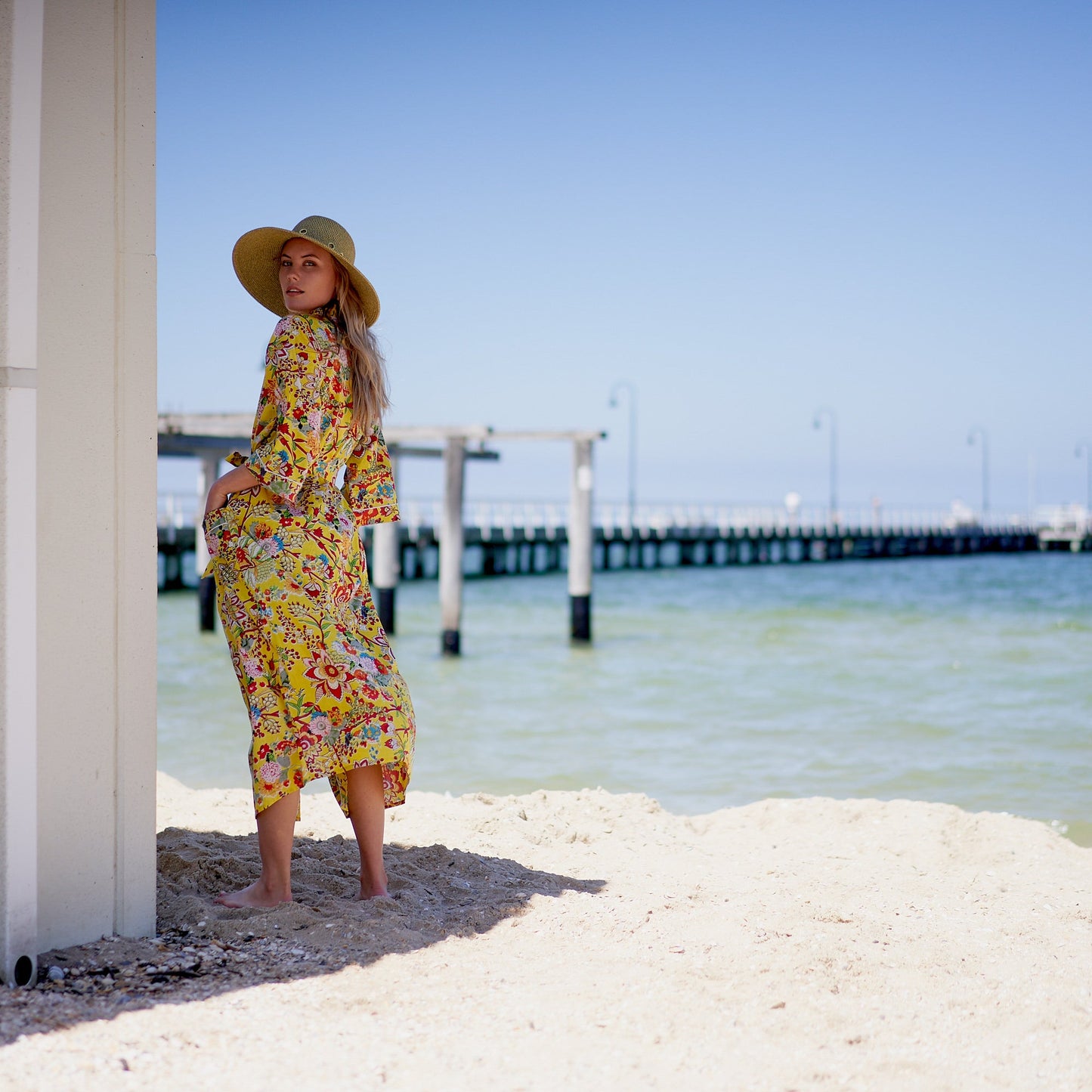 Weekend Dreams Cotton Kimono Robe – Frida Kahlo-Inspired, Bird of Paradise Print, Versatile & Stylish