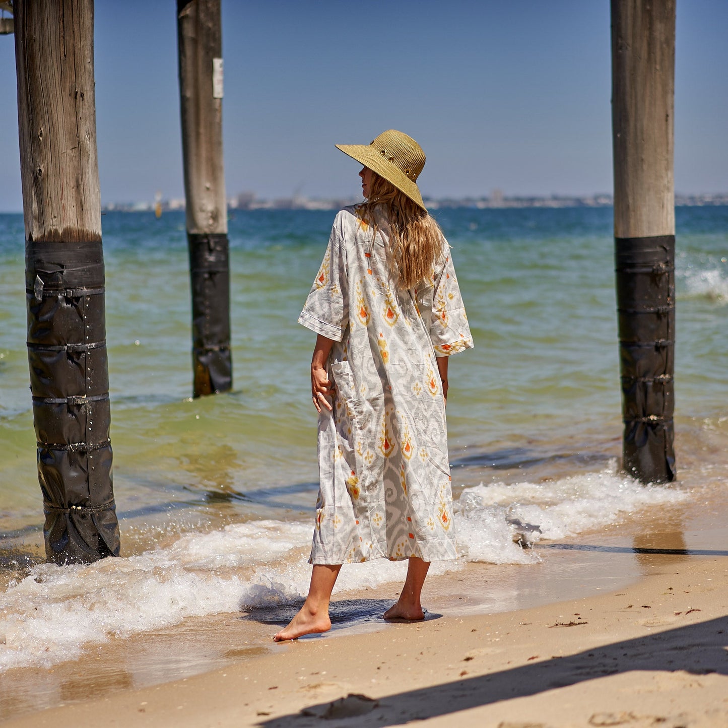 Forever Summer Kimono Robe – Frida Kahlo-Inspired, 100% Cotton, Lightweight & Versatile, Hand-Screen Printed