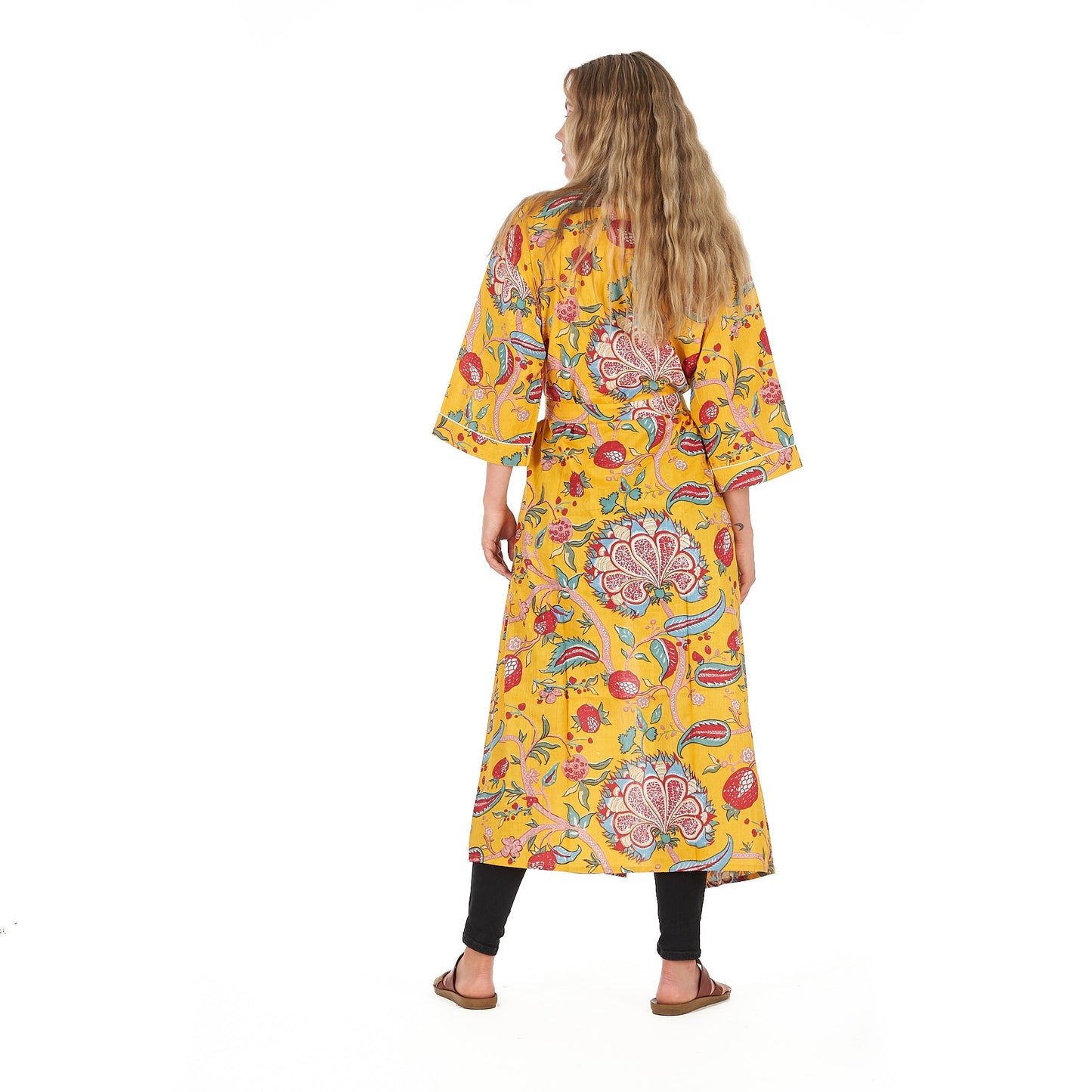 Frida's Vibrant Forest Kimono – Hand-Screen Printed, Bird of Paradise Print, Lightweight & Versatile