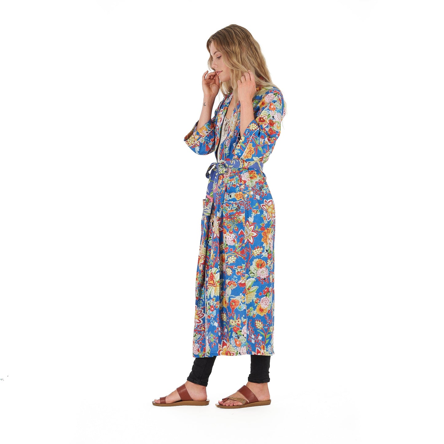 Forever in Blue Kimono Robe – Frida Kahlo Inspired, Cotton, Versatile & Lightweight