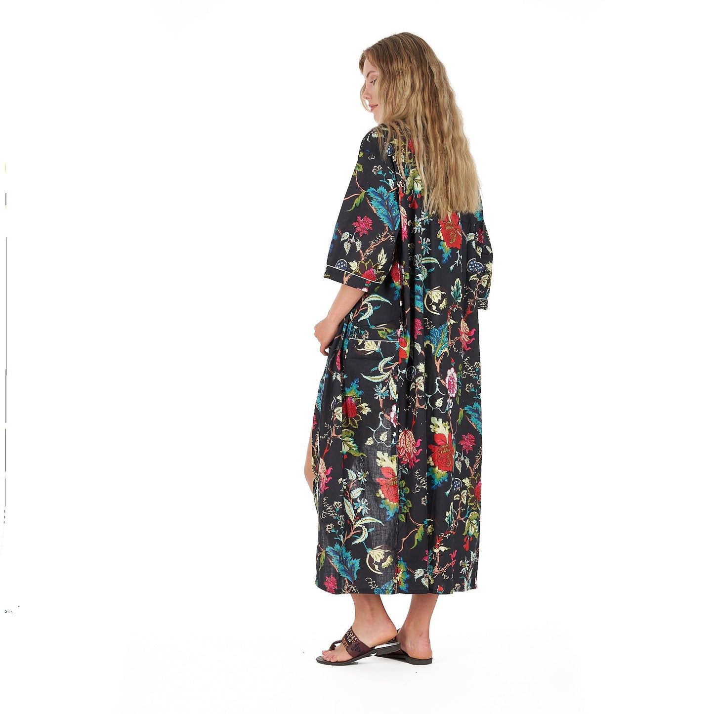 Noir Nights Kimono Robe – Frida Kahlo Inspired, Cotton, Versatile & Lightweight