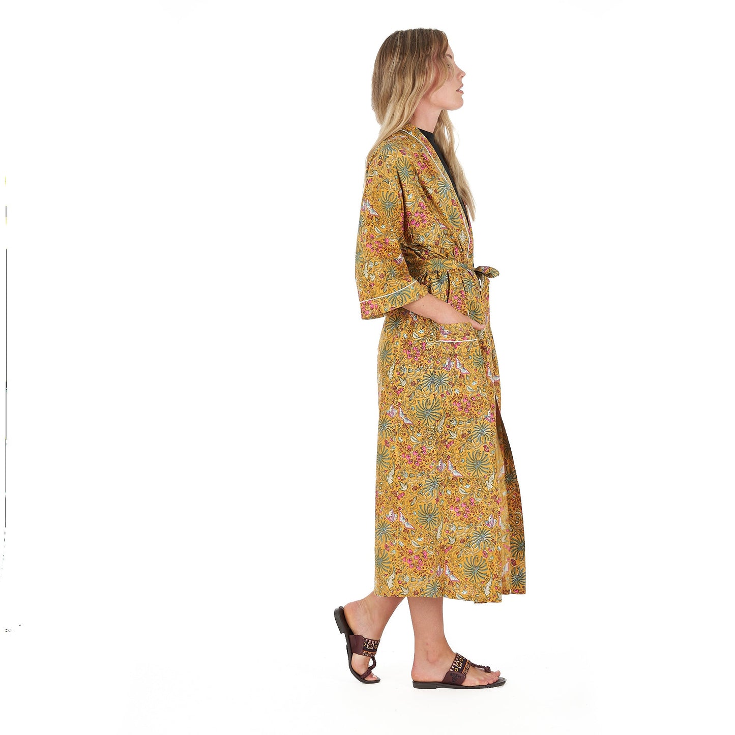 Sunburst Sensations Kimono Robe – Frida Kahlo Inspired, Cotton, Versatile & Lightweight