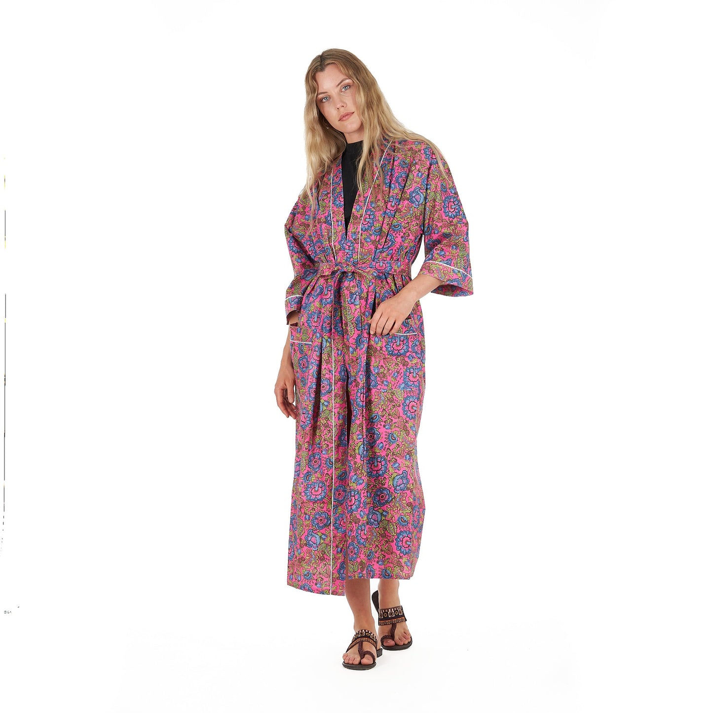 Floral Euphoria Kimono Robe – Frida Kahlo Inspired, Cotton, Versatile & Stylish
