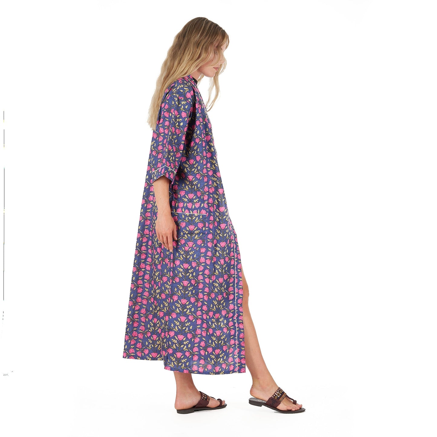 Midnight Bloom Cotton Kimono Robe