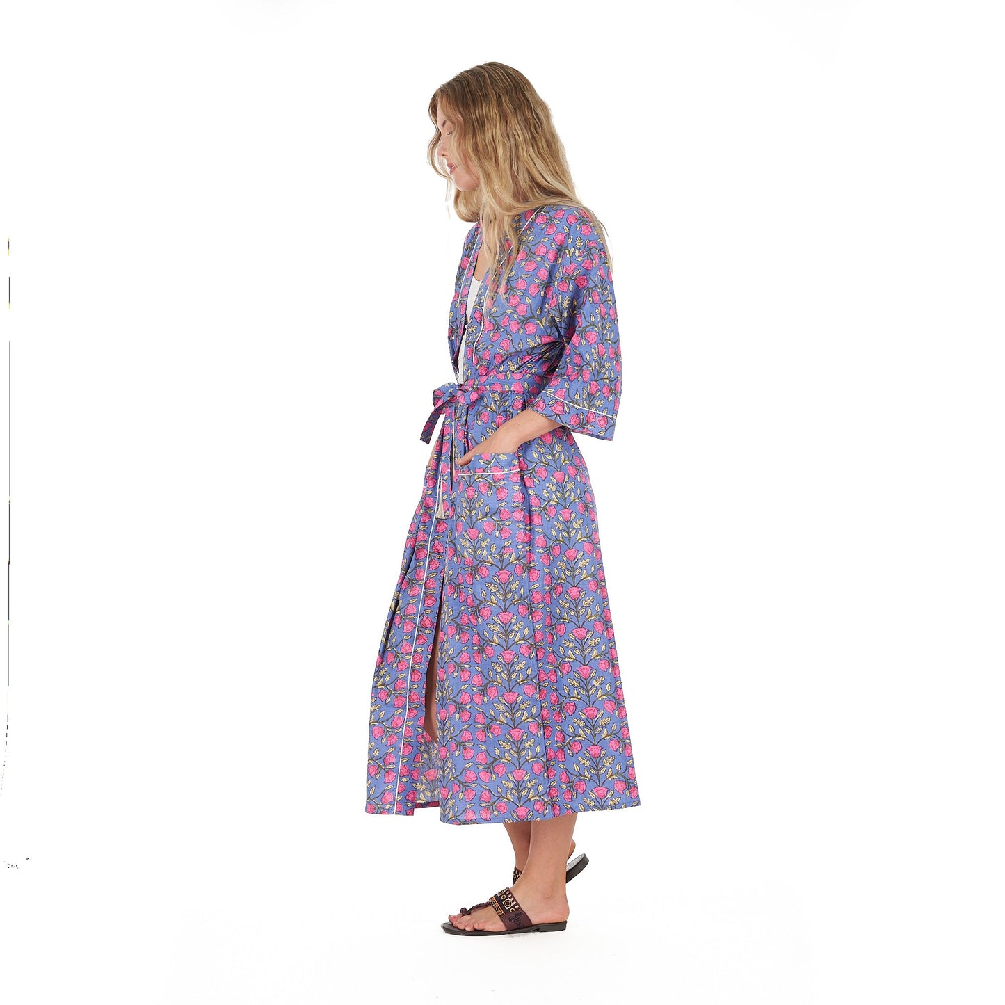 Floral Harmony Kimono Robe – Frida Kahlo Inspired, Cotton, Handcrafted & Versatile
