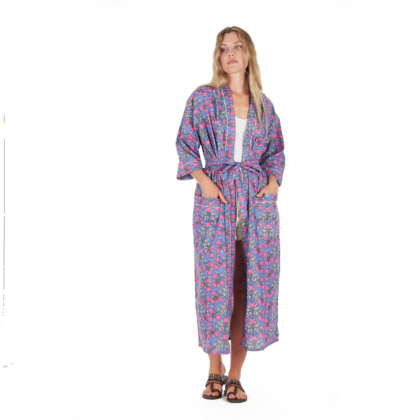 Floral Harmony Kimono Robe – Frida Kahlo Inspired, Cotton, Handcrafted & Versatile