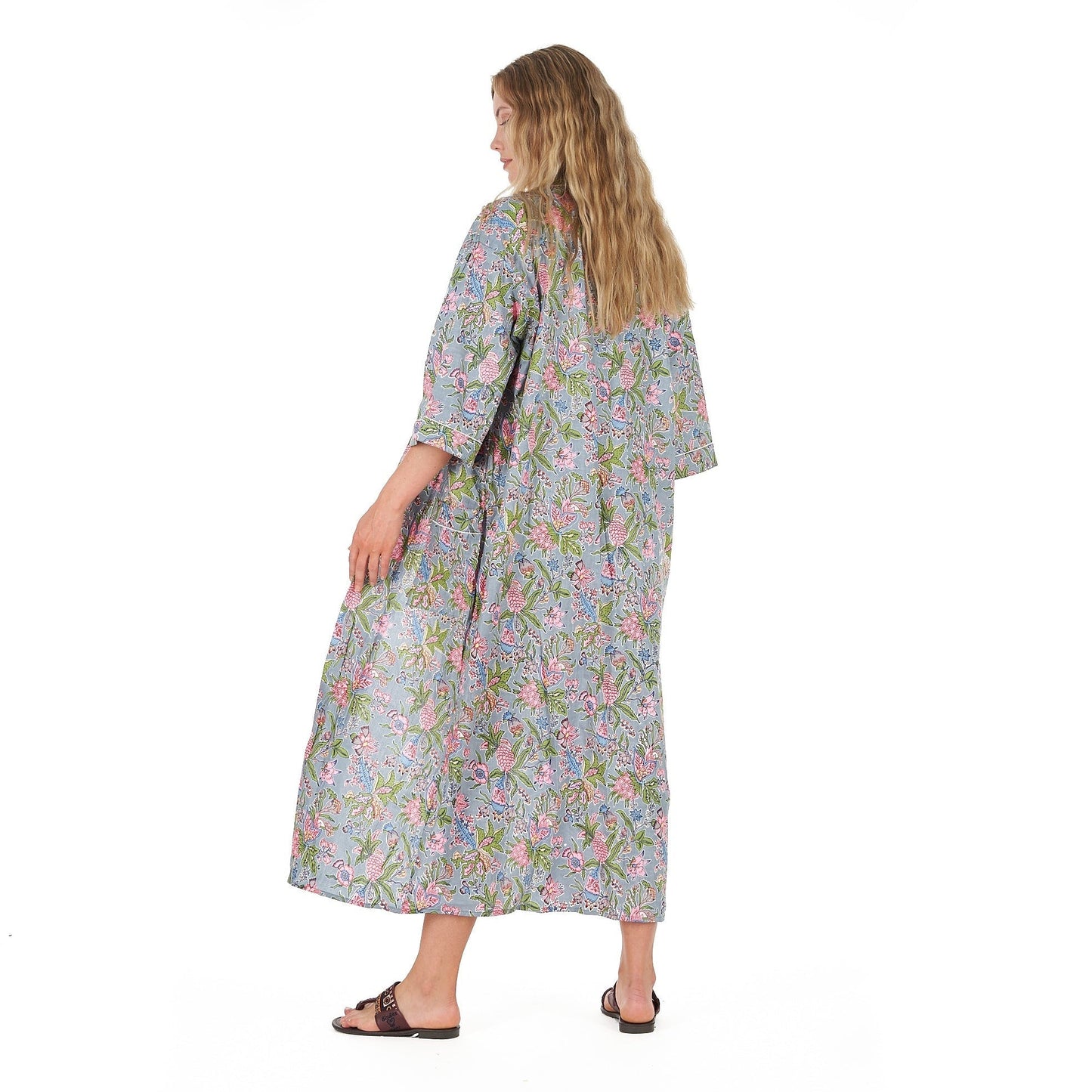 Coastal Escape Kimono Robe – Hand Screen Printed, Cotton, Versatile & Gift-Ready