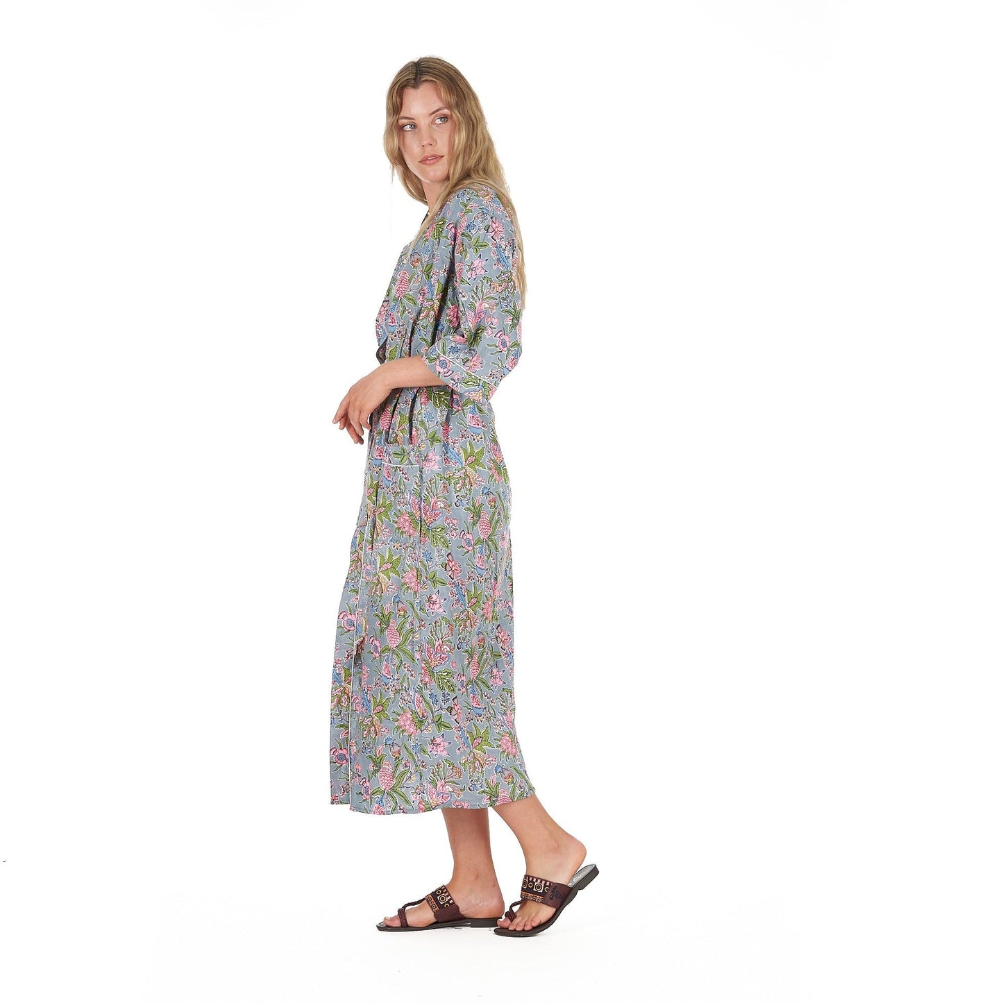 Coastal Escape Kimono Robe – Hand Screen Printed, Cotton, Versatile & Gift-Ready
