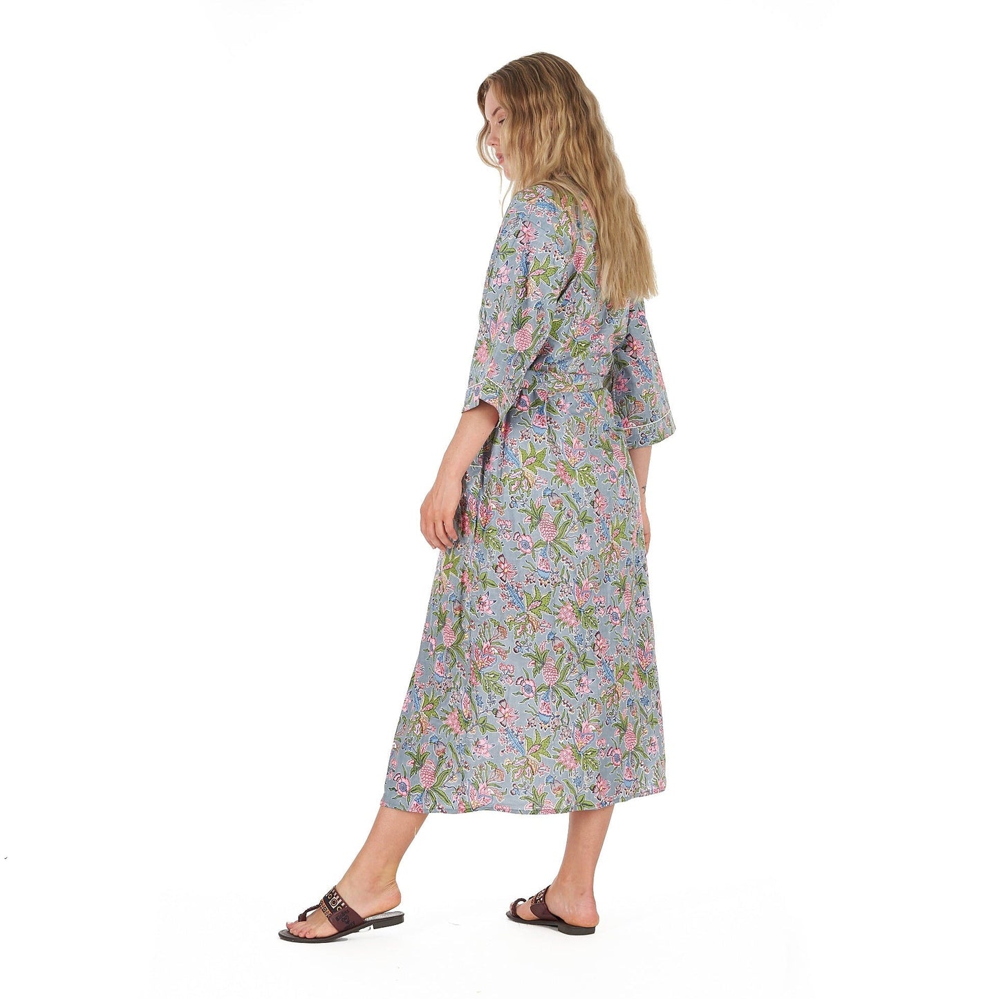 Coastal Escape Kimono Robe – Hand Screen Printed, Cotton, Versatile & Gift-Ready