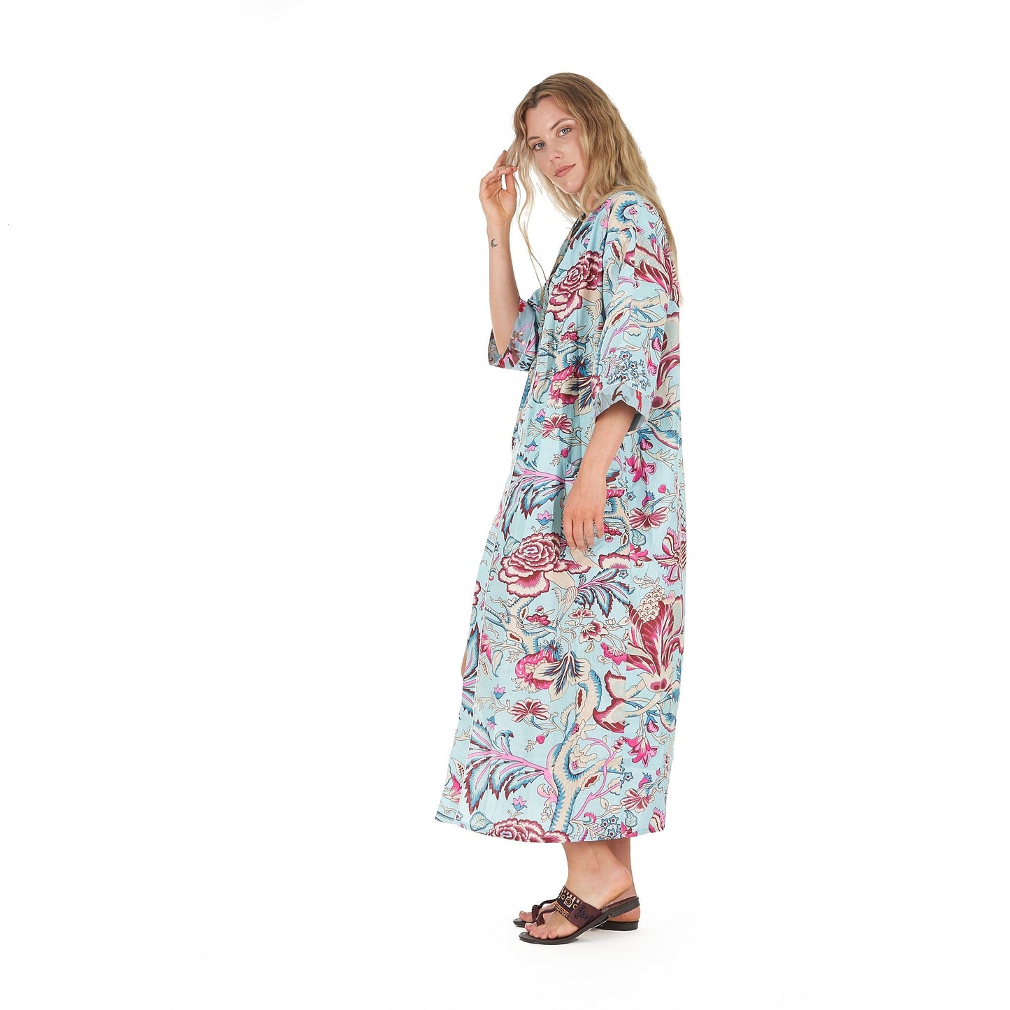 Island Euphoria Cotton Kimono Robe – Frida Kahlo-Inspired, Hand-Printed, Multi-Way Wear
