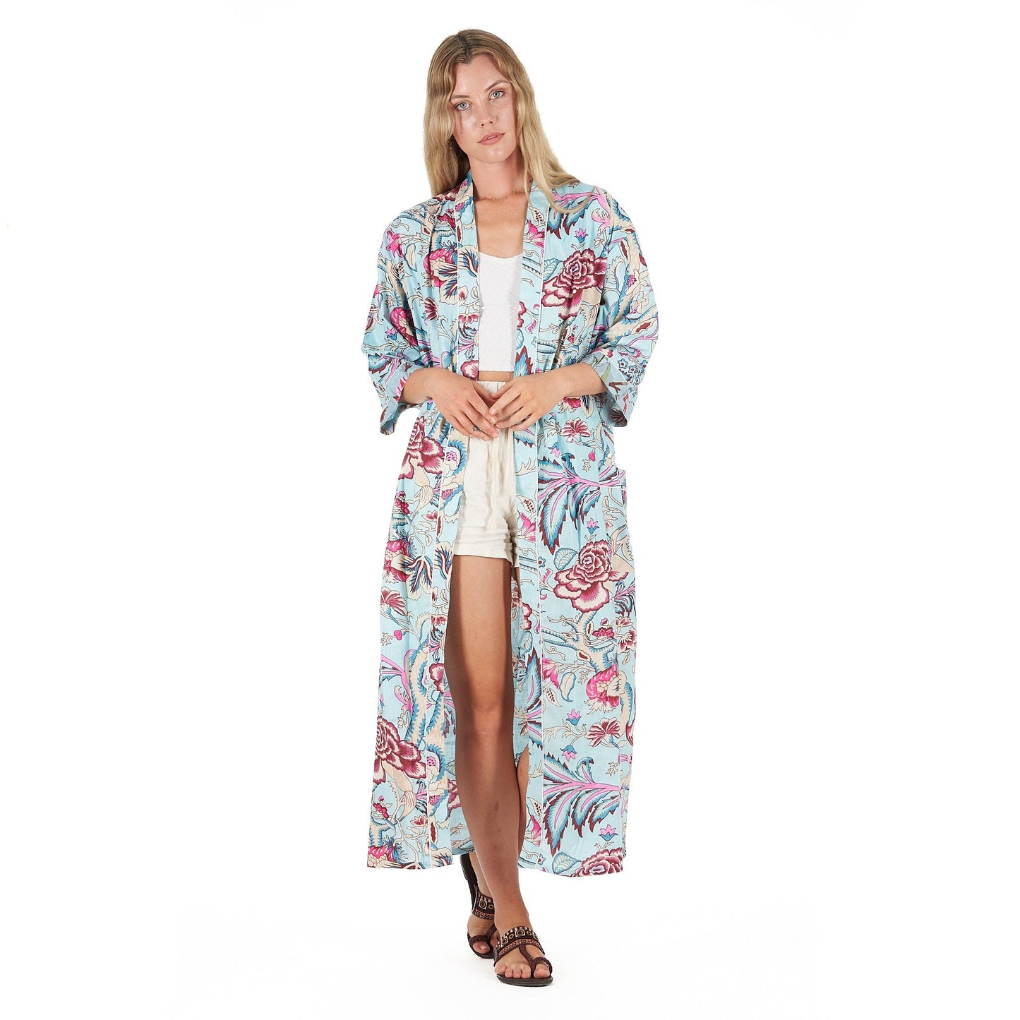 Island Euphoria Cotton Kimono Robe – Frida Kahlo-Inspired, Hand-Printed, Multi-Way Wear