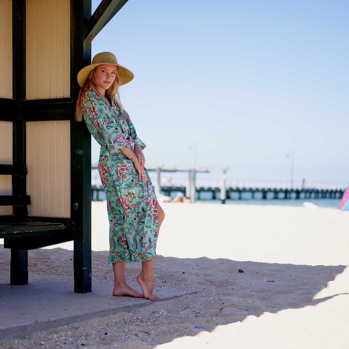Rest & Relaxation Cotton Kimono Robe – Frida Kahlo-Inspired, Bird of Paradise Print, Multi-Way Wear
