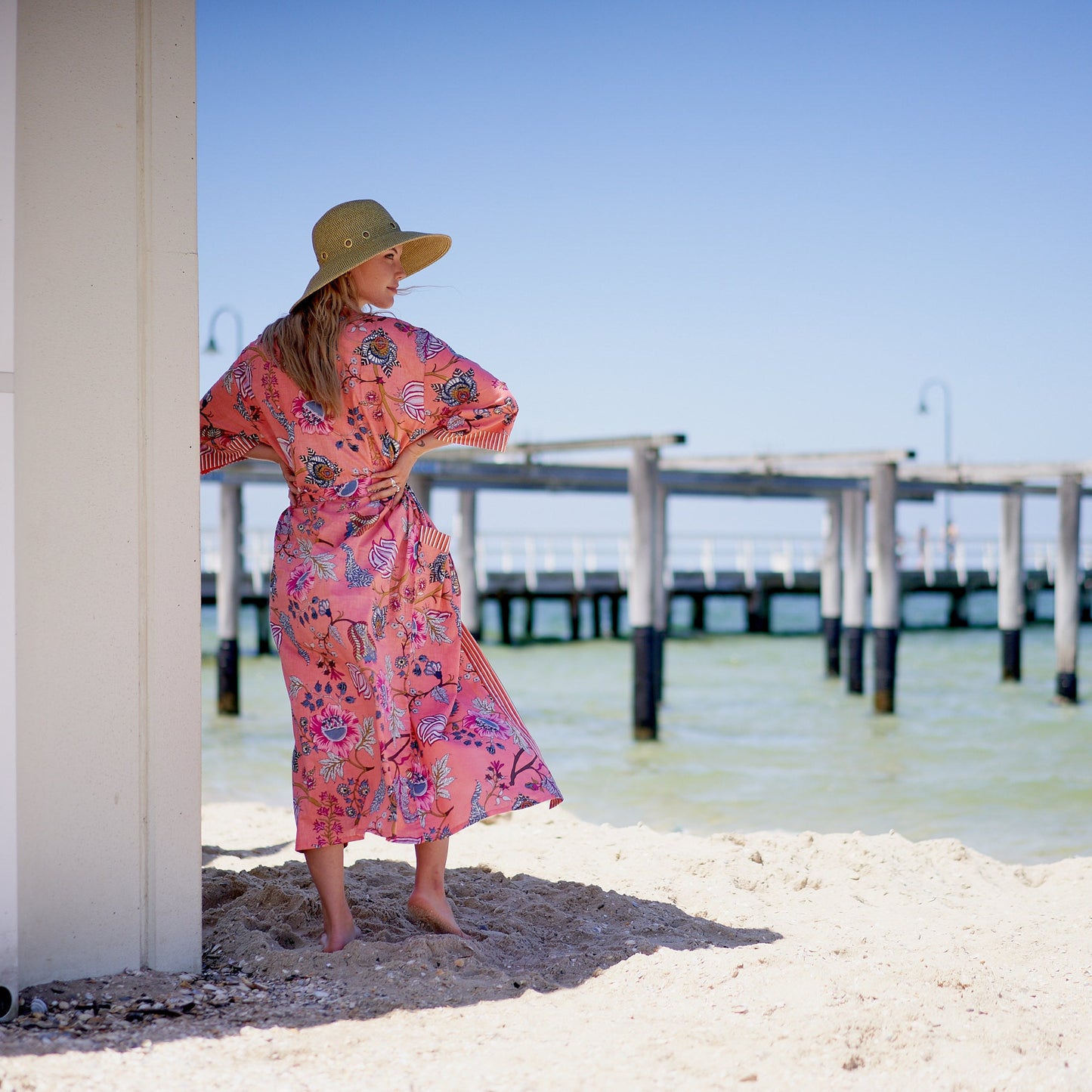 Island Soul Cotton Kimono Robe – Frida Kahlo-Inspired, Bird of Paradise Print, Versatile Multi-Way Wear