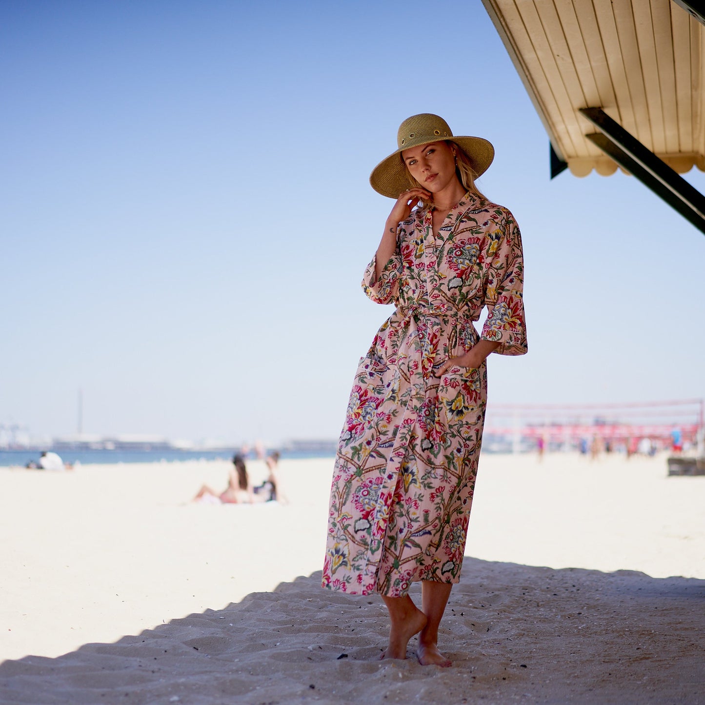 Summer Breeze Cotton Kimono Robe – Frida Kahlo-Inspired, Bird of Paradise Print, Versatile & Stylish