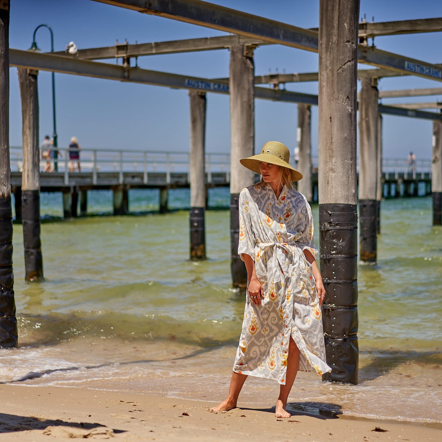 Forever Summer Kimono Robe – Frida Kahlo-Inspired, 100% Cotton, Lightweight & Versatile, Hand-Screen Printed