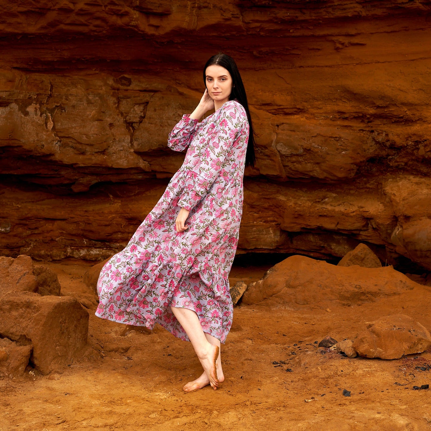 Classic linen dress with delicate seam details