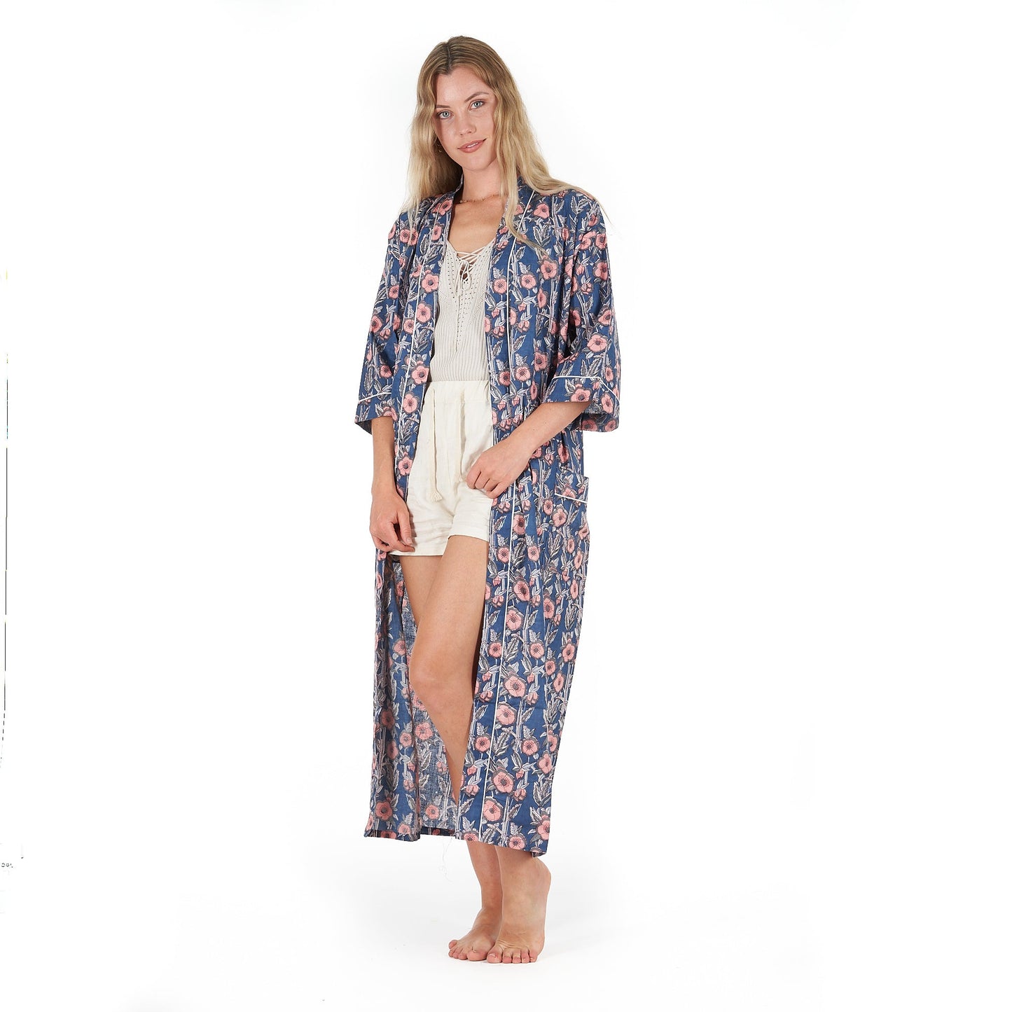 R & R Chic Cotton Kimono – Frida Kahlo-Inspired, Hand-Printed, Lightweight & Versatile