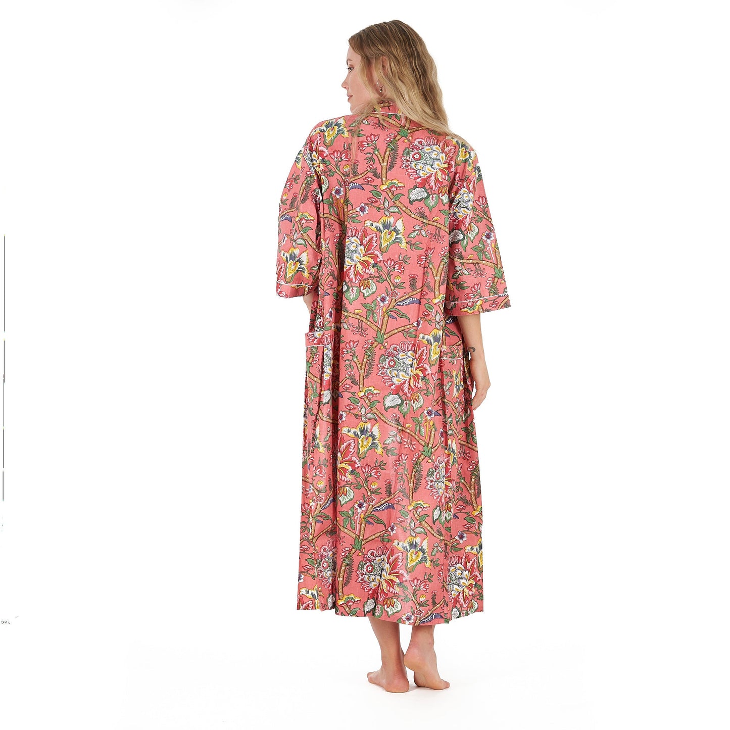 Floral Splendour Cotton Kimono – Frida Kahlo-Inspired, Bird of Paradise Print, Lightweight & Versatile