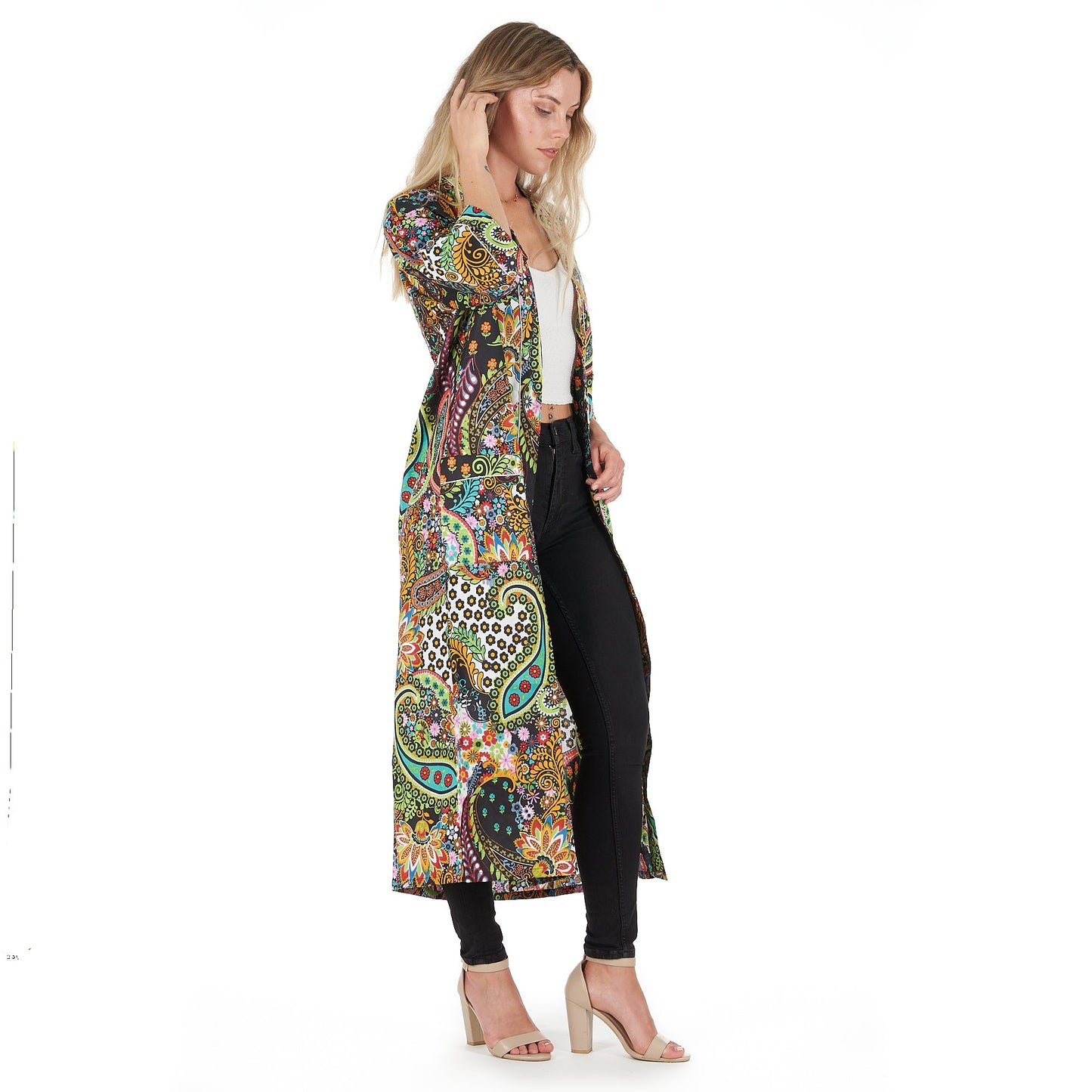 Ebony Escape Cotton Kimono Robe – Frida Kahlo-Inspired, Bird of Paradise Print, Versatile Kaftan